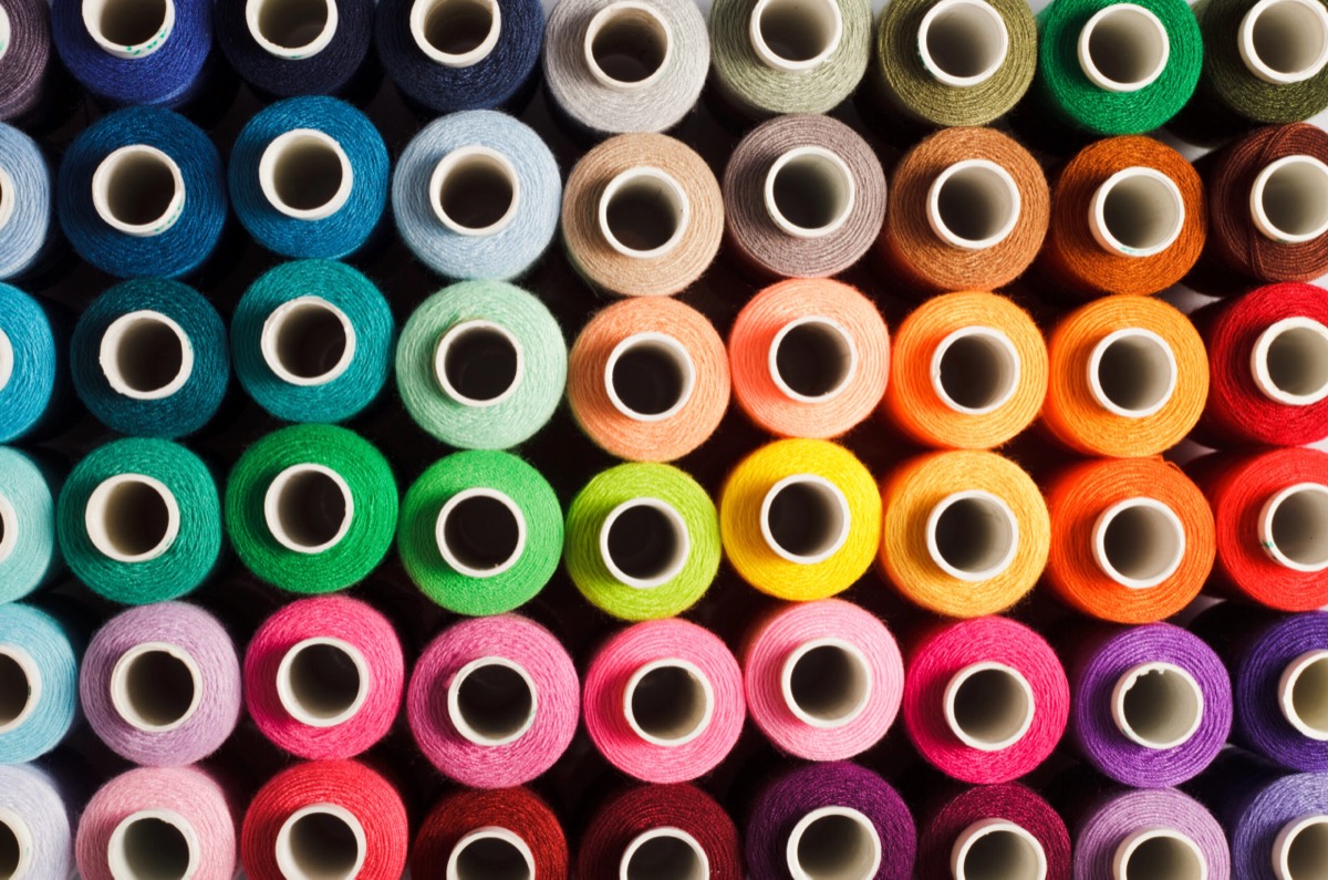 Spools of embroidery thread